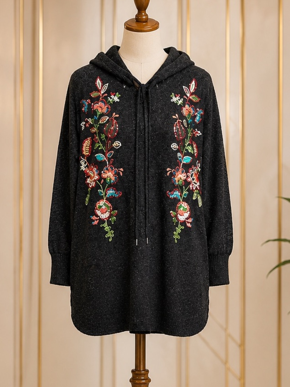 Johnny Was Brenda heavily embroidered cashmere sequined hooded jacket NWT